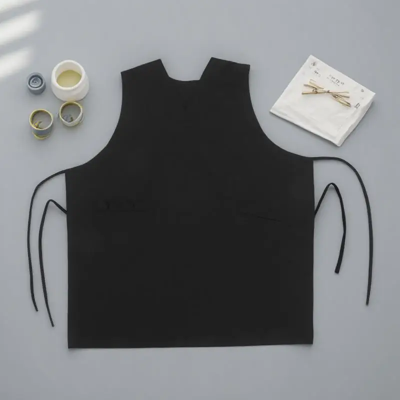 

V Neck Mesh Back Apron Sleeveless With Pockets For Salon Barber Hairdresser Professional Use Aprons For Hair Stylists