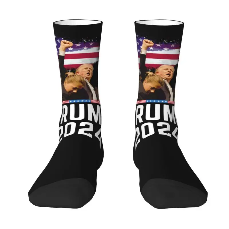 Custom Trump Will Be Back Men's Crew Socks Unisex Kawaii 3D Print American USA Dress Socks