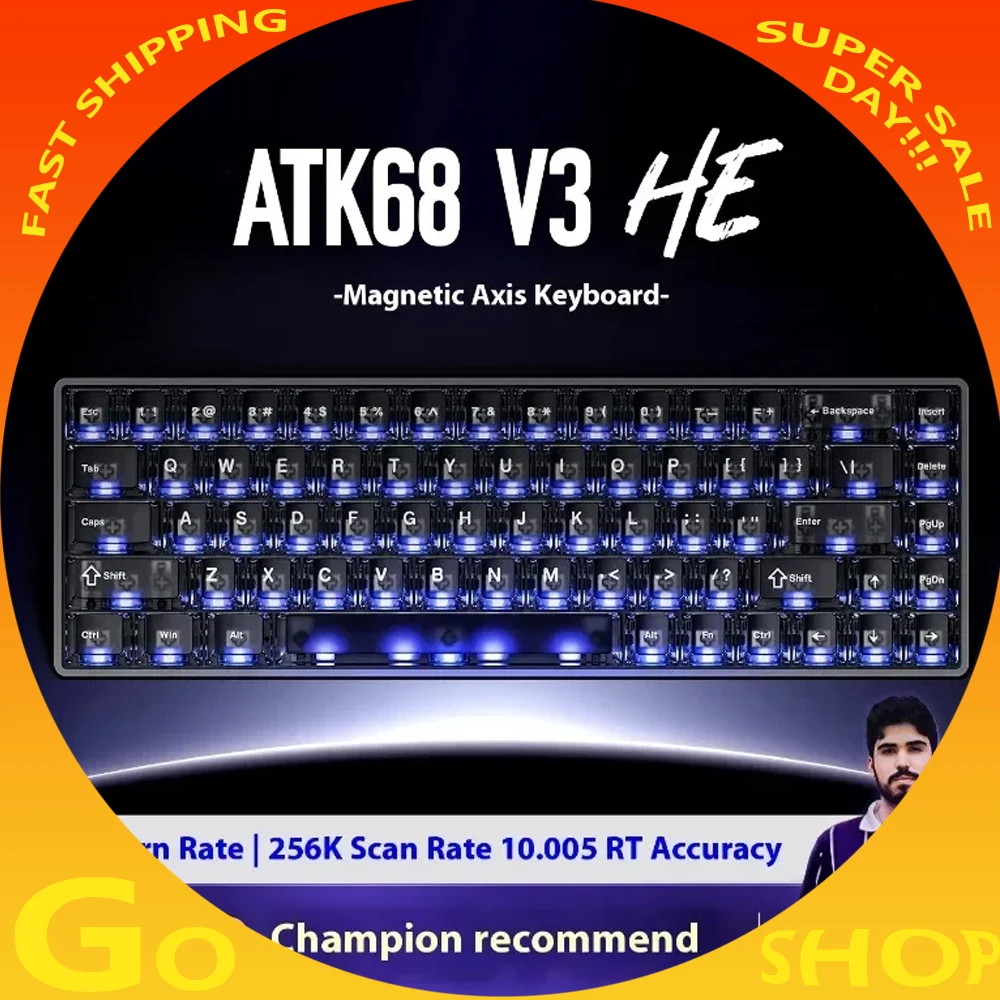 

ATK68 V3 HE Магнитный переключатель Игровая клавиатура Алюминиевый сплав с ЧПУ 8000 Гц RGB Горячая замена 0,08 мс Клавиатуры со сверхнизкой задержкой Мода