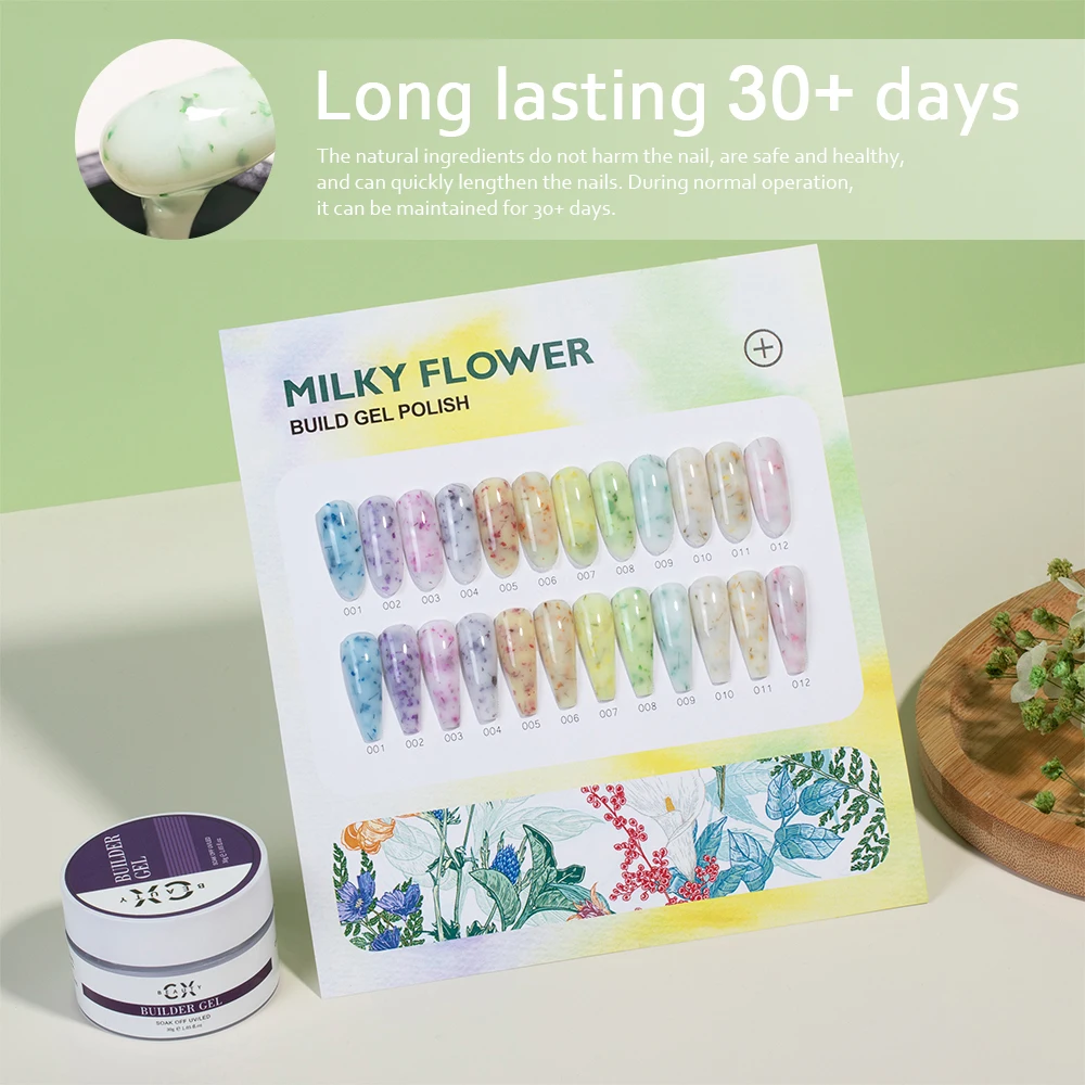 Professional 8 Colors  Milky Flower Build Gel  Extension  Vegan UV Soak off Manicure  Gel for Nail Extens