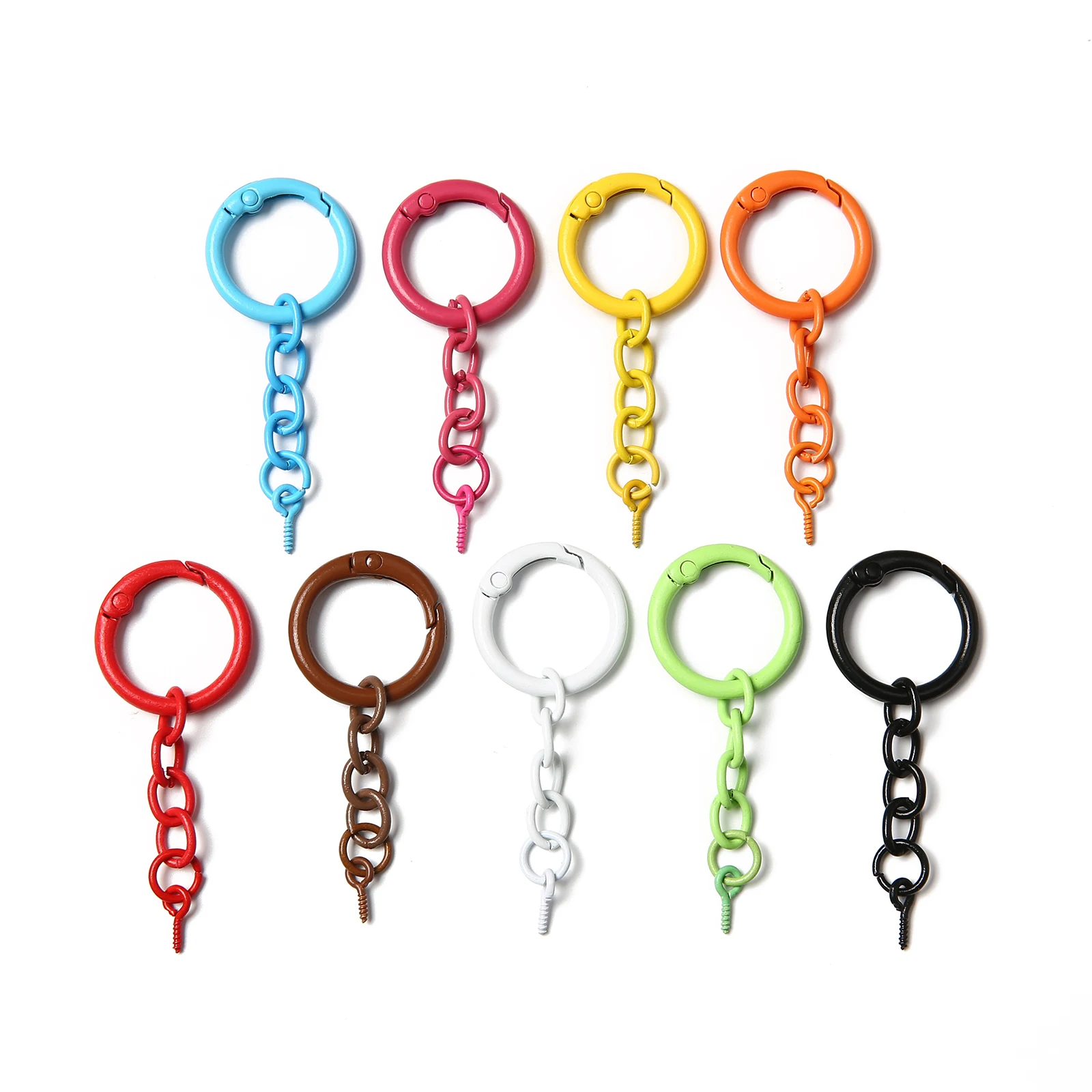 1/2/5/10/20/50 PCS Colorful Metal O Ring With Extension Chain DIY Jewelry Keychain Bag Charm Connector Craft Accessories
