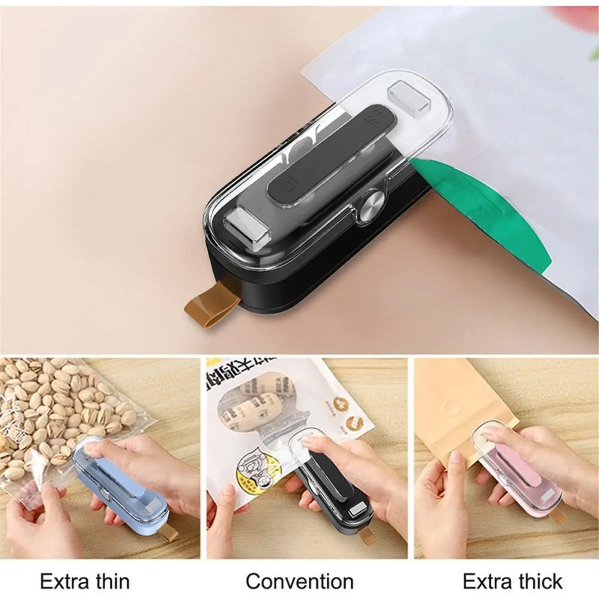 giftnew Mini Bag Sealer Handheld Magnetic Heat Sealer & Cutter,Portable Food Snacks Packaging Sealing Machine Bag Resealer,1PC B