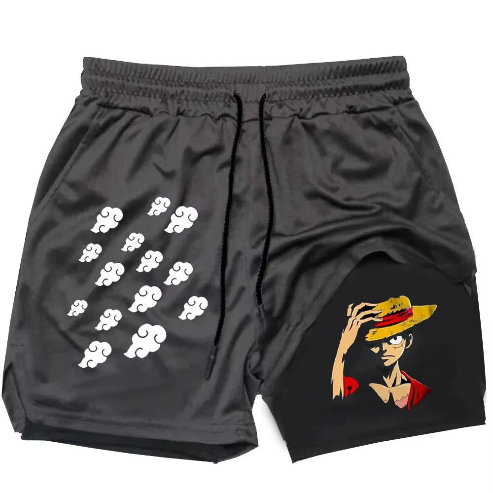

One Piece Print Men's Trend Explosion Shorts Breathable Casual Quick-drying Double-layer Shorts Summer Running Sportswear Pant