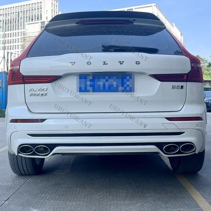 For Volvo XC60 2018-2025 ABS REAR BUMPER TRUNK LIP SPOILER DIFFUSER With Exhaust Tips view 2