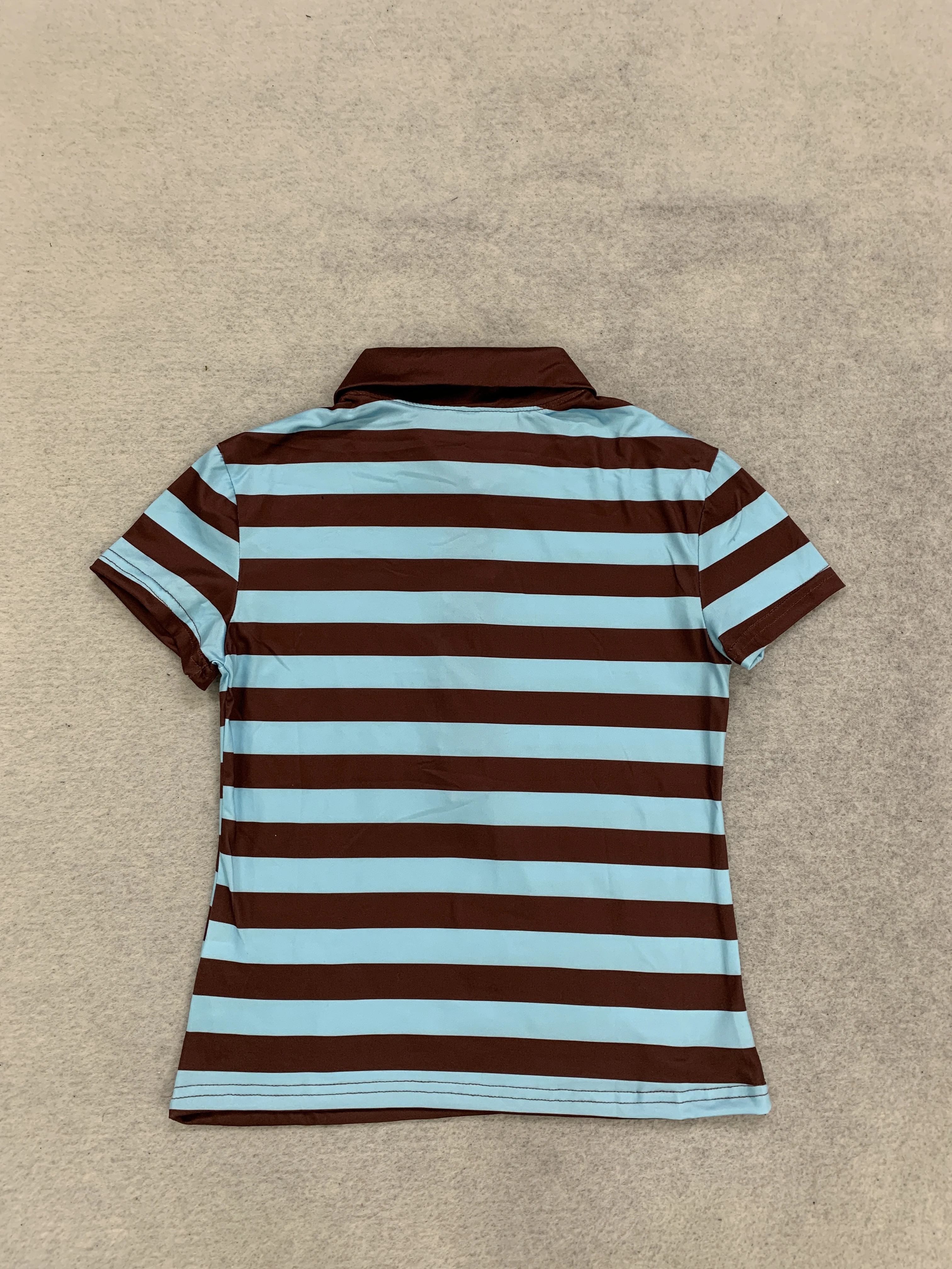 Damen Slim Fit Gestreiftes Poloshirt Kurzarm Henley-Oberteil Y2K Streetwear Lässiges Crop-Top für Junge Damen – Detail 6