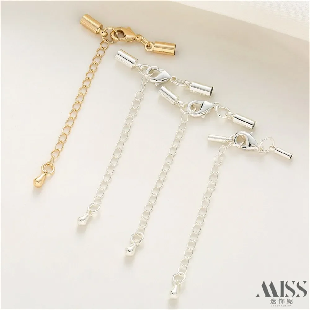 14K Gold-wrapped Silver Lobster Buckle Tail Chain Belt Double Bell Lock Buckle Tail Buckle DIY Braided Rope Tail Accessories