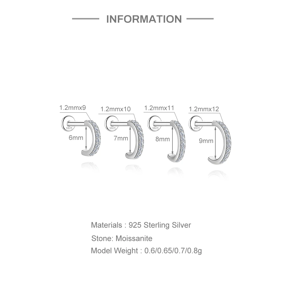 AIDE 925 Sterling Silber 1 STÜCK Mini Moissanit Vier-Klauen Schraube Ohrstecker Casual Design DIY INS Ohrstecker für Dame Schmuck – Detail 28