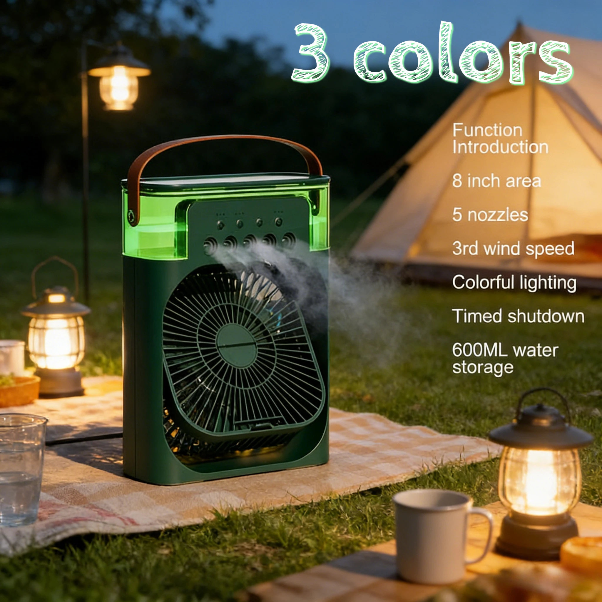 

3 In 1 Fan AIr Conditioner Household Mini Air Cooler LED Night Light Portable Humidifier Air Adjustment Fan Office Home Fan