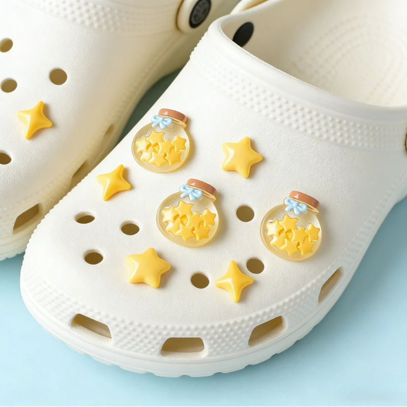 10PCS Shoe Charms Twinkle Little Star Wish Bottle Garden Shoes Button Decorations Hole Slipper Accessories Ornaments