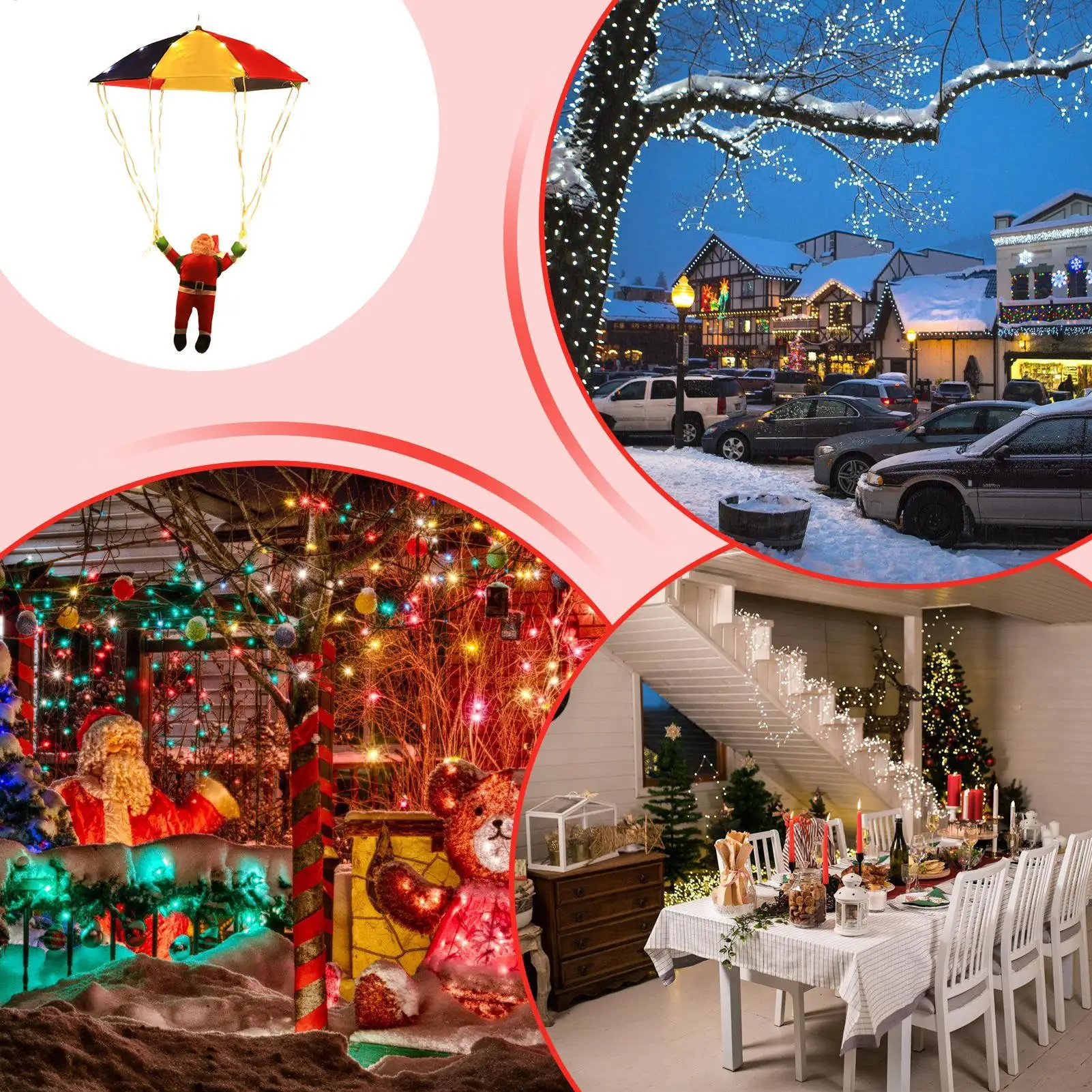 LED أضواء عيد الميلاد المظلة سانتا LED سلسلة أضواء مقاوم للماء الإضاءة المحيطة مع 8 طرق ل شجرة حفلة ساحة نافذة الفناء
