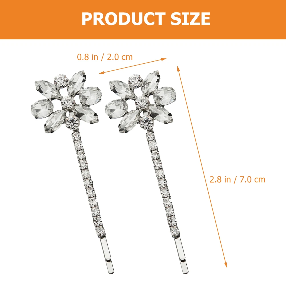 

Rhinestone Clips Women Bridal Wedding Hairpin Silver Crystal Hairpin For Party Daily Use Rhinestones Flower Design Hair