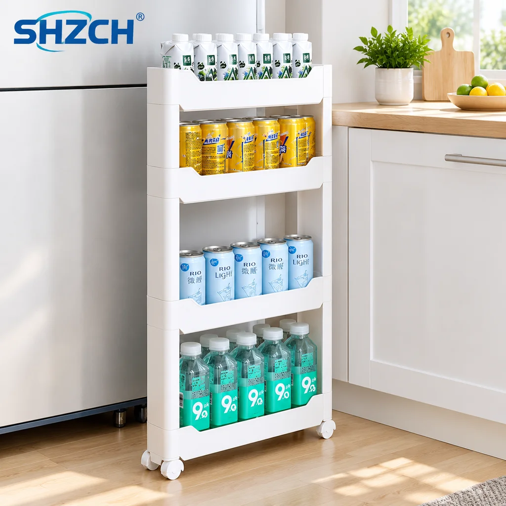 Ultra-Slim Gap Storage Cabinet Space-Saving Organizer for Small Spaces Narrow Refrigerator Side Slim Storage Rack
