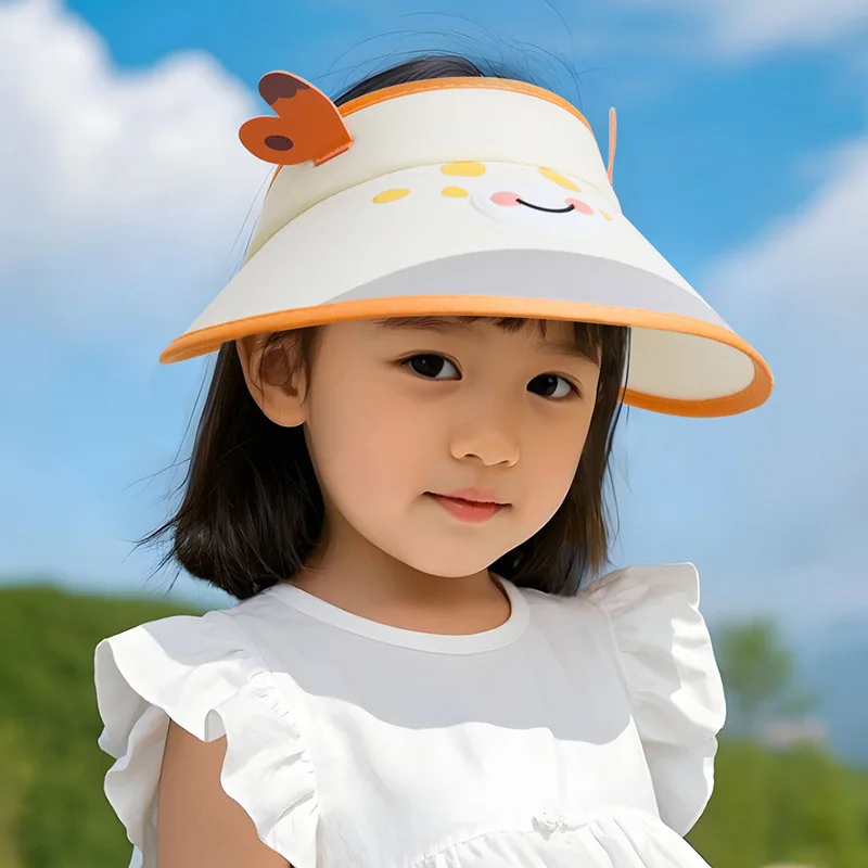 

Children Cartoon Hat Anti-UV Summer Cute Adjustable Beach Outdoor Cap Big Brim Sun Protection Sport Camping Empty Top Kids Cap