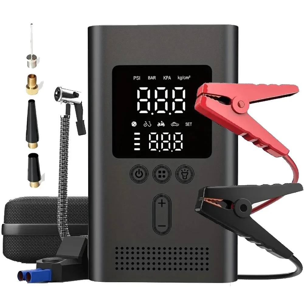 5-in-1 Multifunctional Air Pump Jump Starter with Air Compressor 3000A Peak/150PSI Battery Jump Starter Digital Tire Inflator