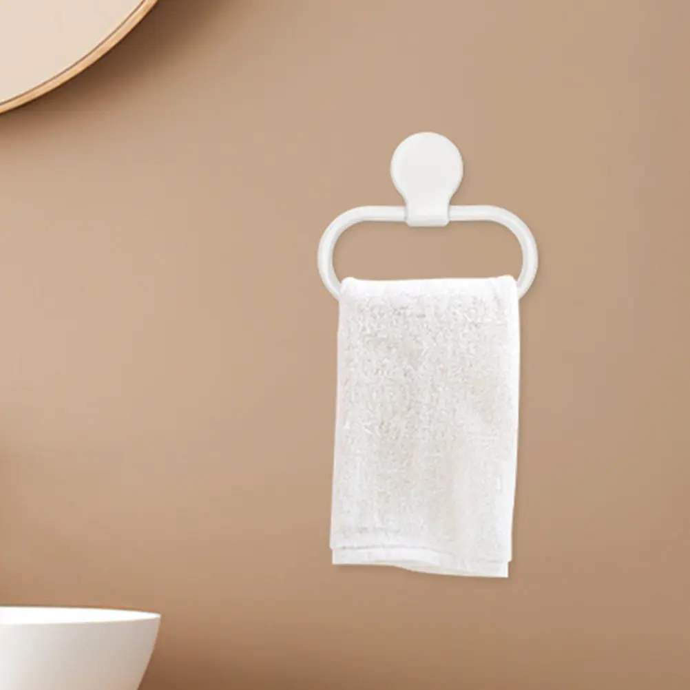 2Pcs Wall Adhesive Towel Ring Strong Hold Bathroom Kitchen Hand Towel Holder Simple Elegant Design No Drilling Required