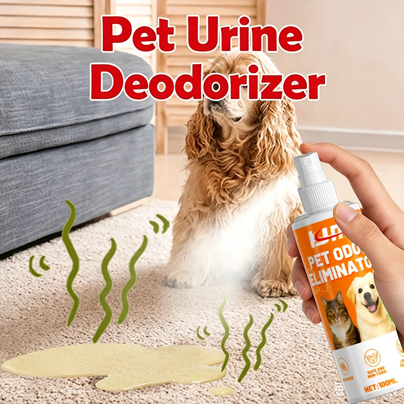 KJM Spray anti-odeurs pour animaux de compagnie, éliminateur d'odeurs d'animaux, élimine les mauvaises odeurs des tapis, des canapés, des litières