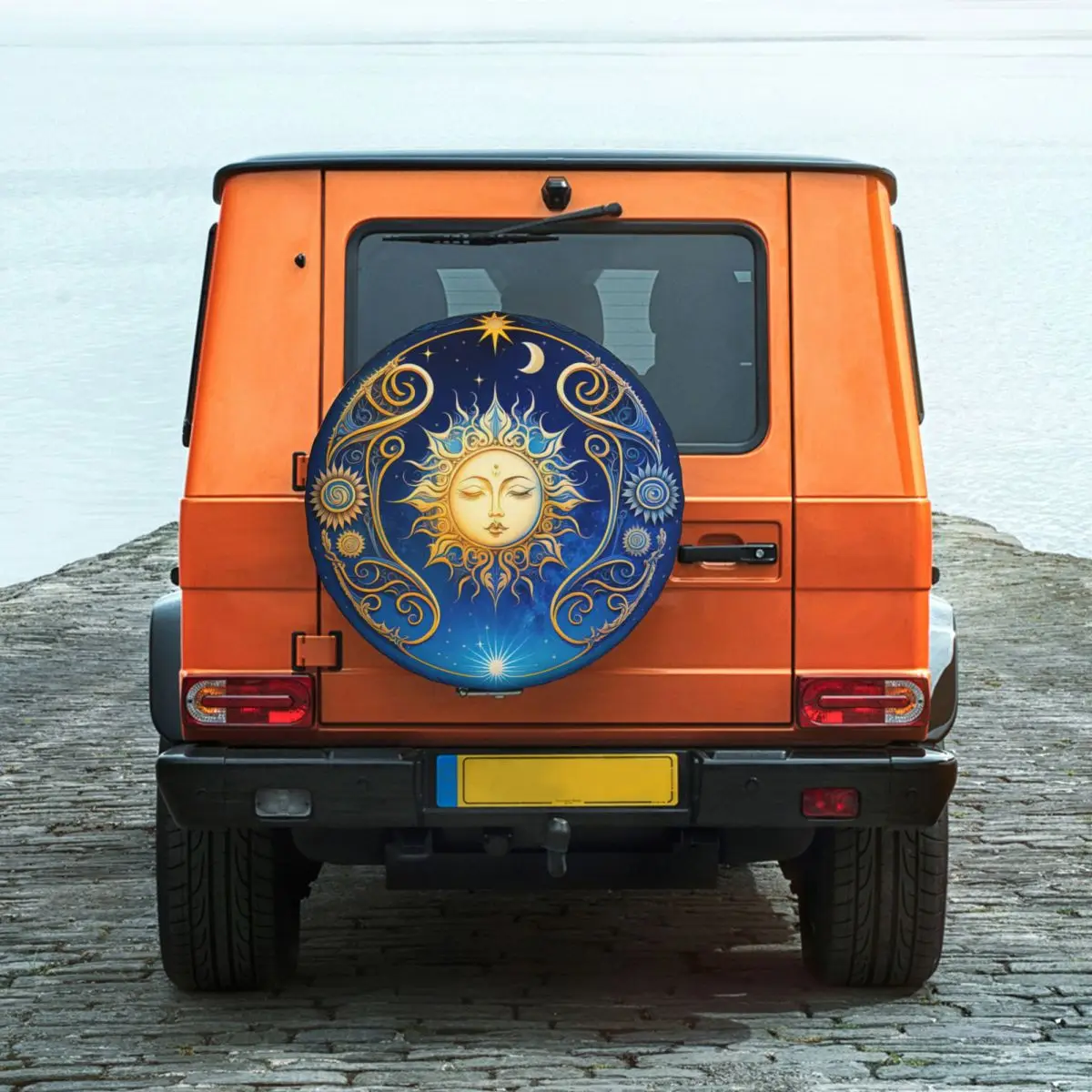 Sleeping Sun Celestial Beauty Counted Cross Stitch Tire Cover Wheel Protectors Weatherproof Universal for Jeep Trailer RV SUV