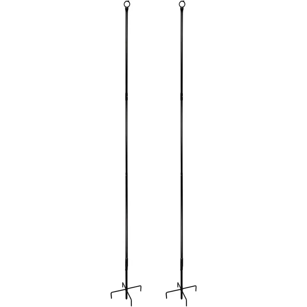 Yard Butler String Light Poles – Pacote com 2, Postes Externos Reforçados de 10 pés com Base de 13 polegadas de largura e Gancho de Topo em Espiral, Montagem Rápida, W