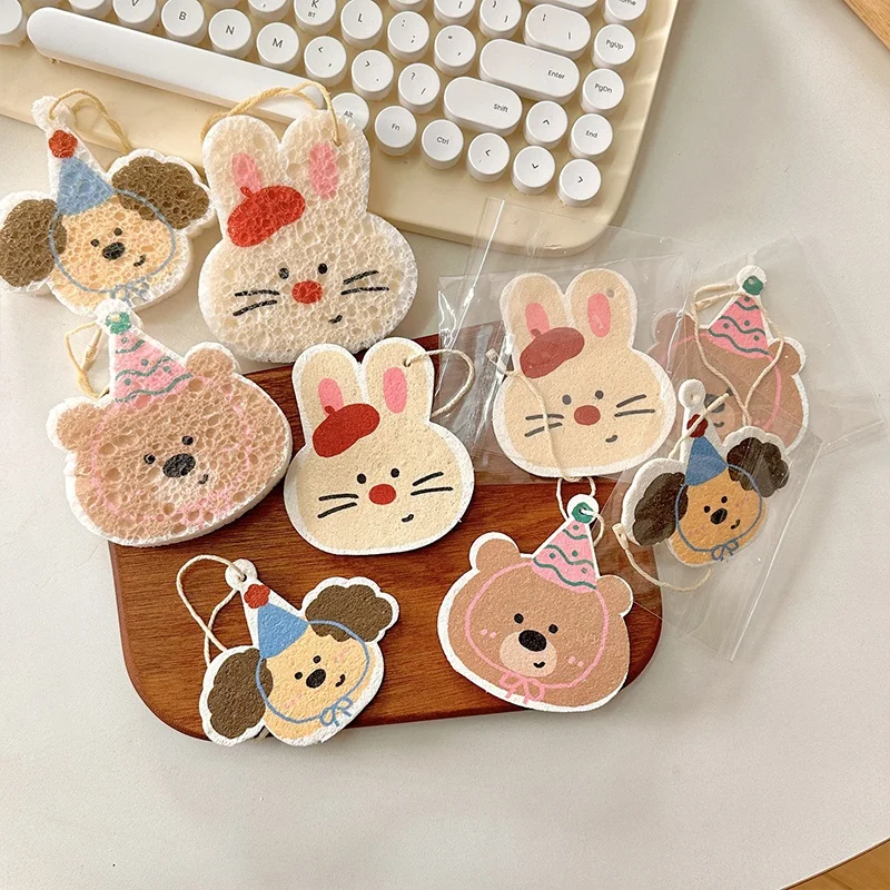 Dishwashing Sponge for Kitchen Cartoon Bear Rabbit Dishcloth Compressed Dishwashing Sponge Home Kitchen Cleaning Supplies Tools