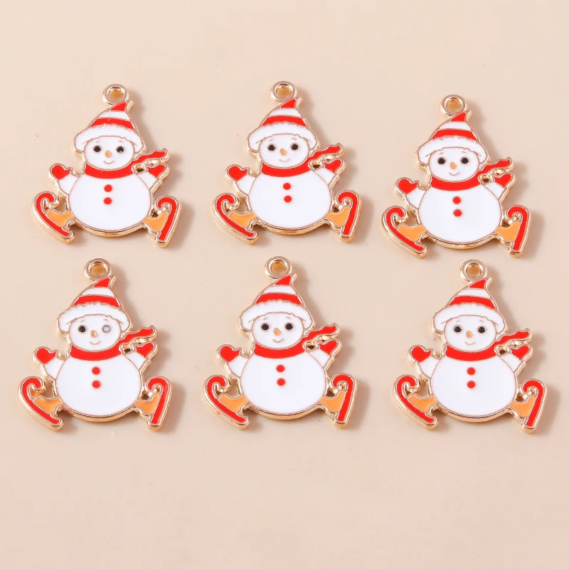 20 Stück gemischte Cartoon-Emaille-Weihnachts-Schneemann-Anhänger für Schmuckherstellung, Ohrhänger, Halsketten, DIY-Bastelzubehör, Geschenk – Detail 20