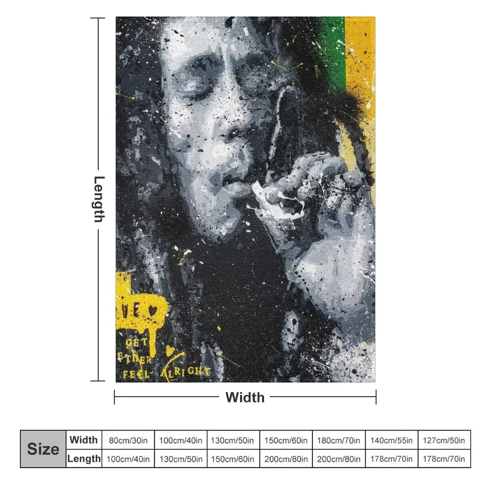 Bob Marley - Original Portrait Throw Blanket couch cozy soft plush fuzzy picnic outdoor blanket