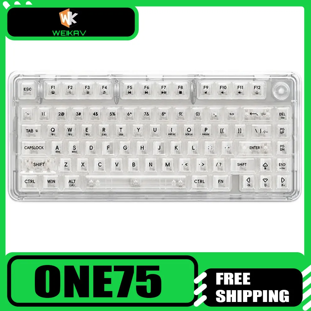 

Weikav ONE75 Mechanical keyboard Multifunctional knob RGB Transparent Tir Mode Hot Swap Wireless Gaming Keyboard Gasket Pc Gamer