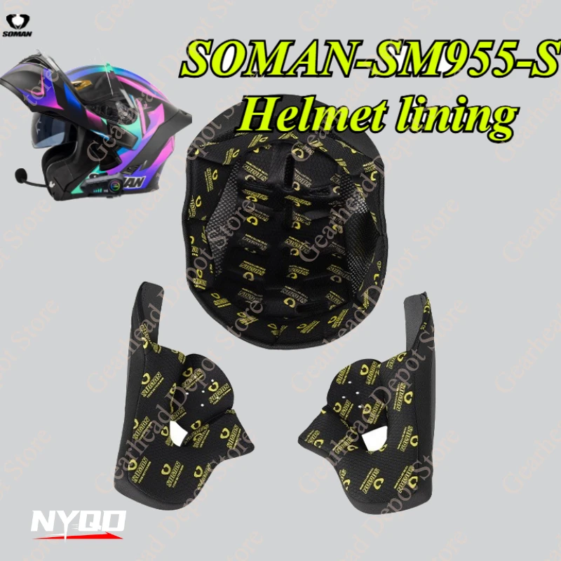 Motorcycle Helmet Lining Removable and Washable Inner Pad For SOMAN x8 SM965 Sm955-s TAIKO Full Face Motorcycle Helmets Riding