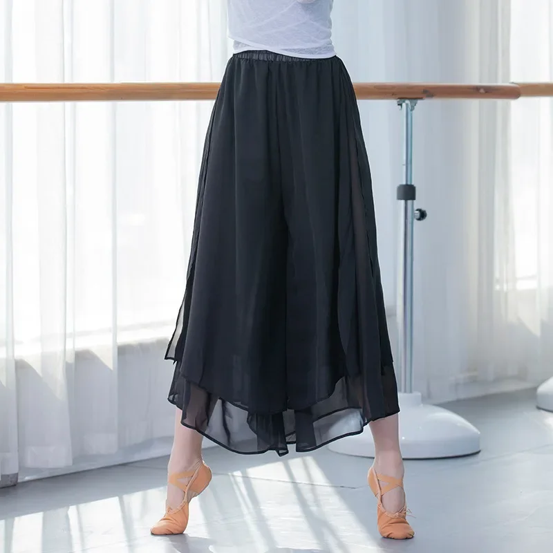 Vrouwen Moderne Dans Trainingsbroek Losse Dansbroek Volwassen Meisje Klassieke Dans Chiffon Broek Wijde Pijpen Body Yoga