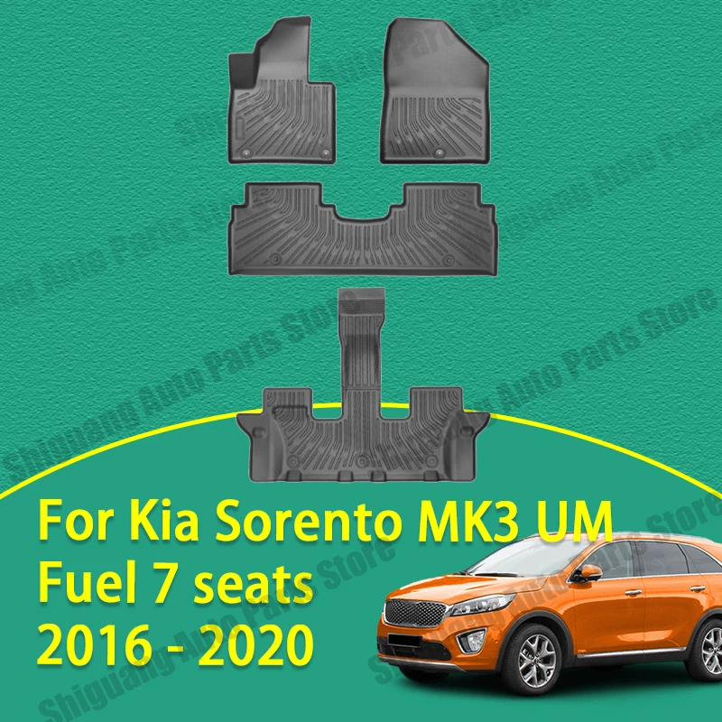 Front Rear TPE Floor Mats for For Kia Sorento MK3 UM Fuel 7 Seats 2016 - 2020 Backrest Cushion Trunk Mat Waterproof Accessories