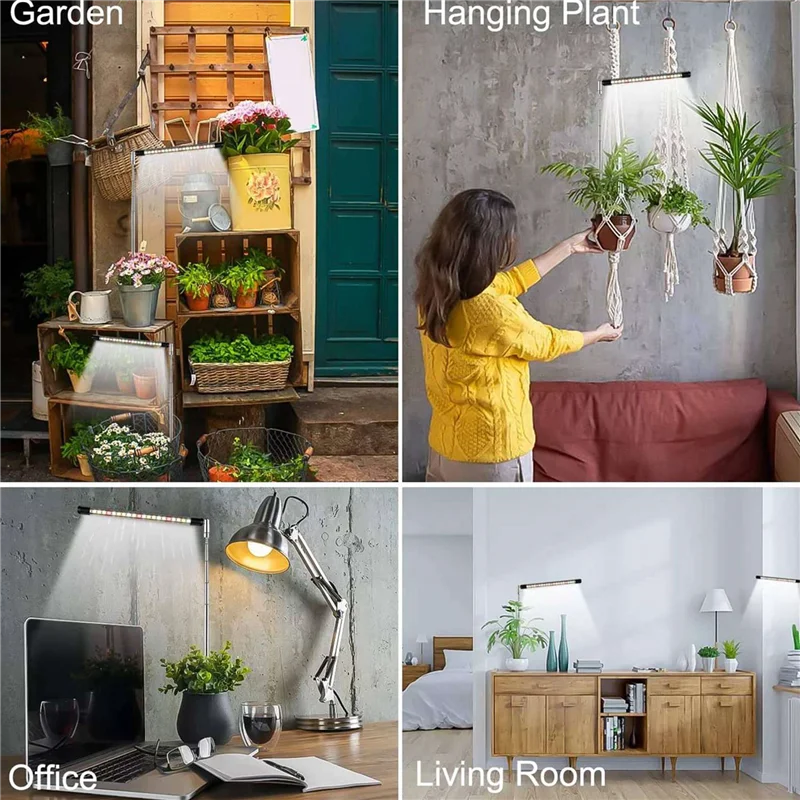 ABUP-2X Full Spectrum LED Grow Lights For Plants With Adjustable Height, 3 Lighting Spectrum, Auto Timer 3/9/12H US Plug