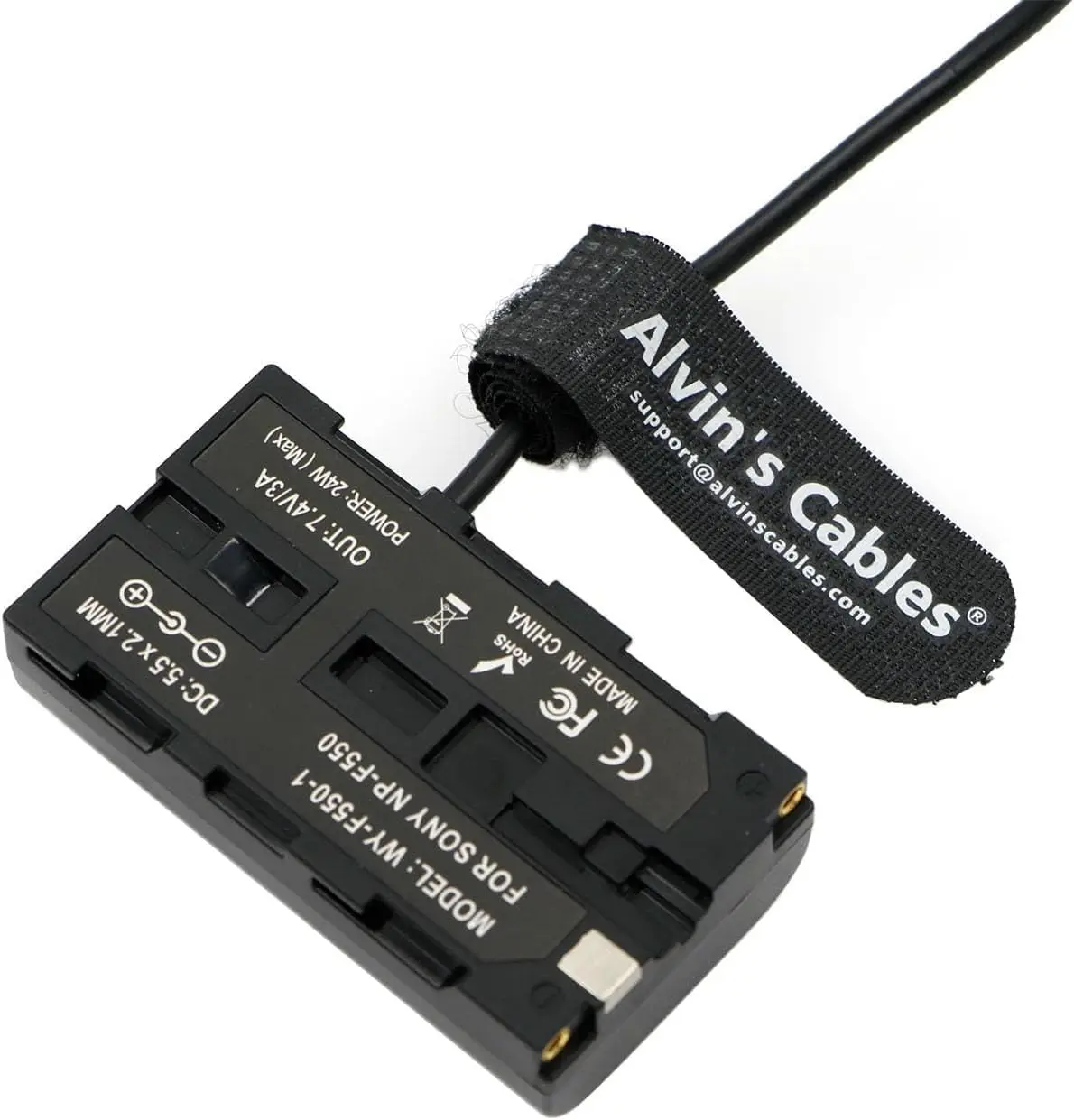 Alvin's Cables NP-F550 Dummy Battery to DC Right Angle Power Cable for Atomos Ninja V | Shinobi | SmallHD | Feelworld Monitor fo