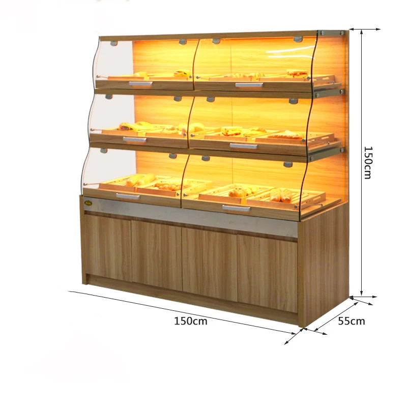 Customized product、Meicheng Bakery Furniture Bread Display Cabinet Wood Frame Donut Display Dessert Shop Bakery R