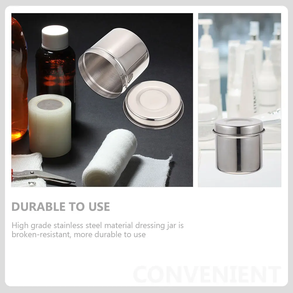 

2 Pcs 304 Stainless Steel Ointment Jars Cotton Ball Containers Gauze Storage Canisters Iodine Resistant Medical Dressing Boxes