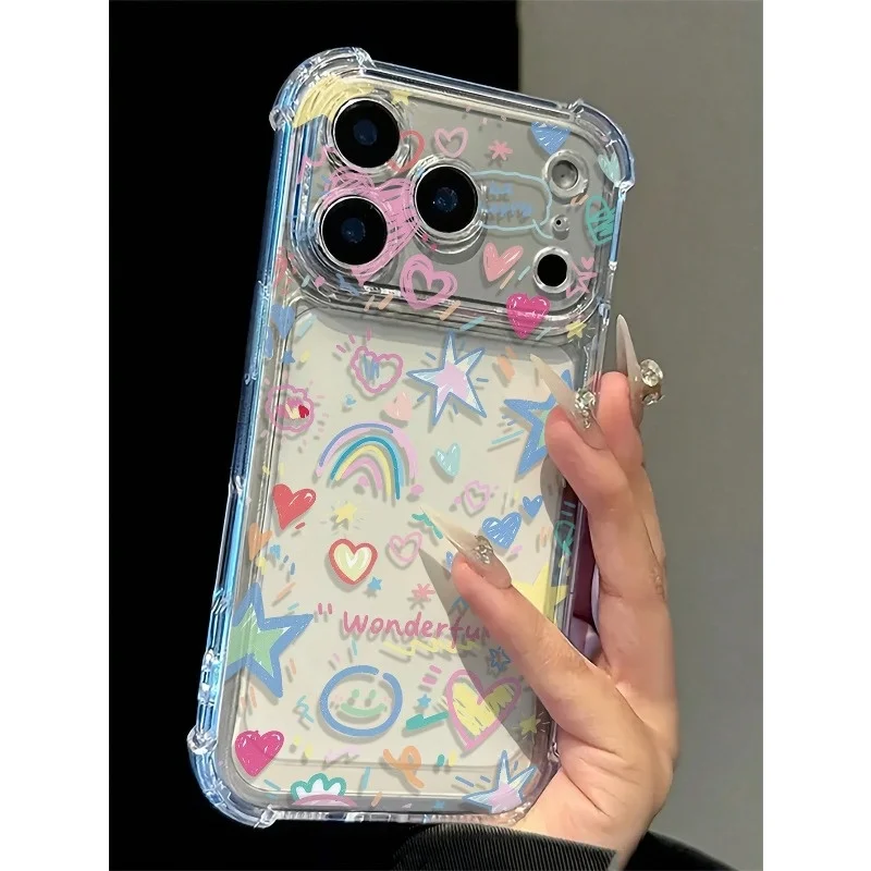 Sweet Rainbow Star Heart Happy Face Phone Case For Samsung Galaxy S25 Plus S26 S24 Ultra A56 A55 A57 A36 A36 A07 A17 A27 Cover
