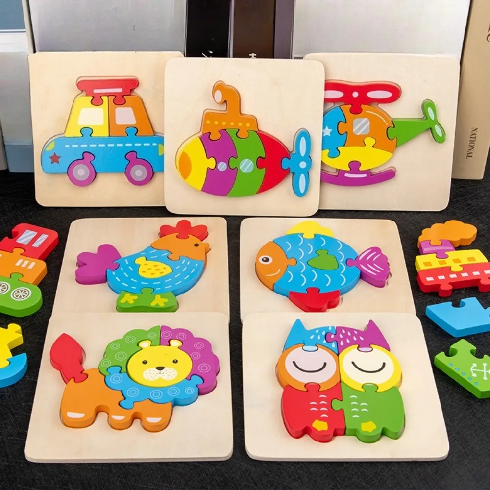 Holz Puzzle Montessori Tiere Karton Bunte Lernen Bildung Spielzeug Tangram Jigzaw Kognitive Holz Für Kinder Kinder Geschenk
