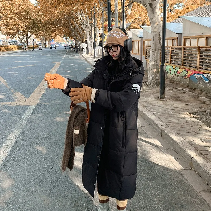 

British-style Cotton-padded Jacket for Women Winter 25 New Loose Korean-style Thickened Knee-length Coat Women's Clothing Parkas
