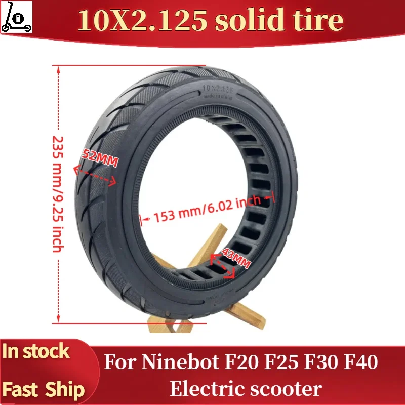 10 Inch Solid Tire 10X2.125 Tubeless Run-proof Honeycomb Tyre for Ninebot F20 F25 F30 F40 Electric Scooter - Scooter Accessories