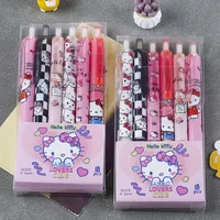 Sanrio Hello Ktiiiy 6pcs Press The Gel Pen Cute Students Quick Spelling Writing Tool 0.5 Black Gel Pen School Stationery Gifts