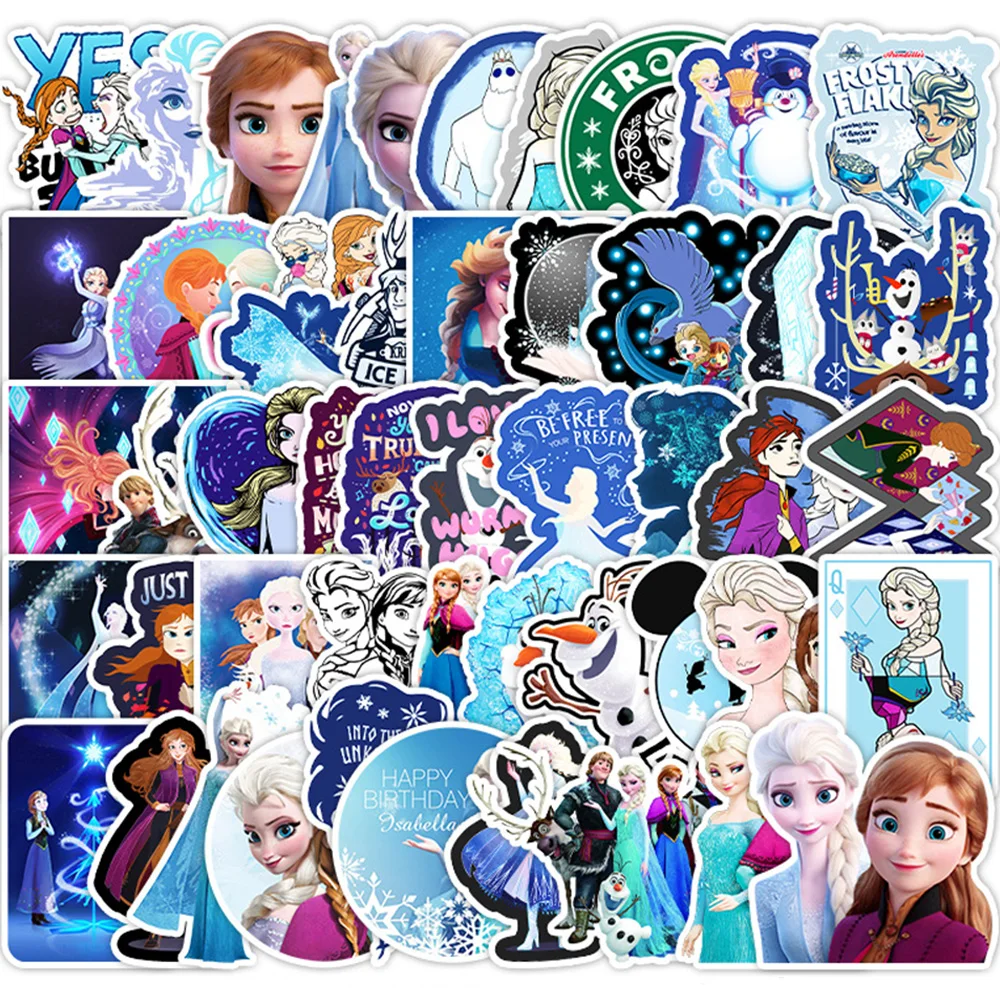 

10/30/50pcs Disney Cartoon Frozen Stickers Kawaii Princess Anna Elsa Decal Notebook Luggage Laptop Cute Sticker for Kids Girls