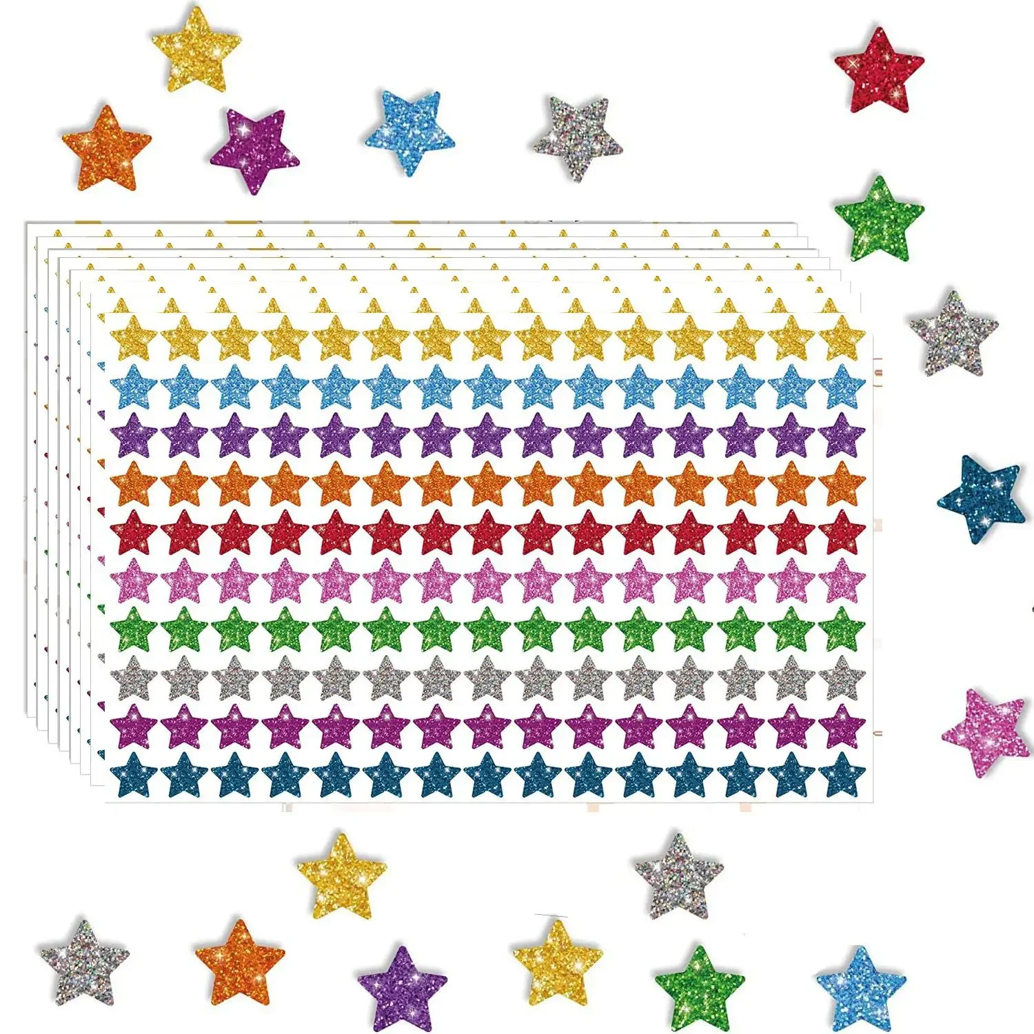 1500Pcs/Sheets Children's Stickers&Star Stickers School Reward Behavior Chart Children's Handmade Clip Art Decoration