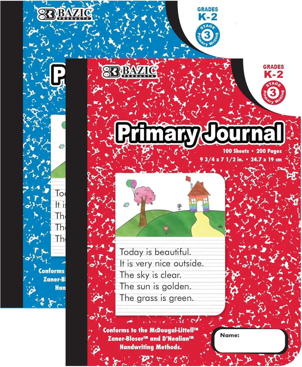 

Primary Journal 100 Sheets, K-2 Grade Composition Book for Kids Drawing & Writing, 1 Pack