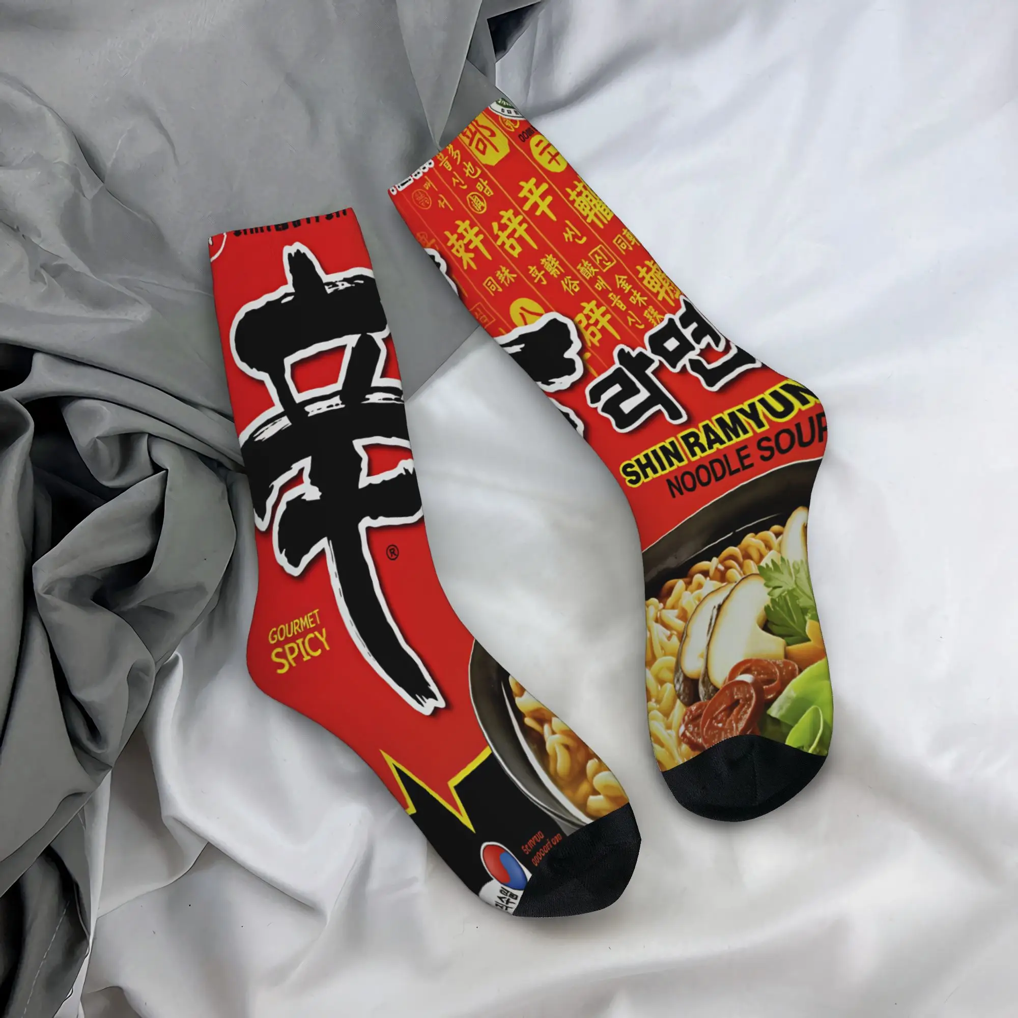 Shin Ramyun Socks  Funny Stockings Winter Anti Bacterial Unisex Men Socks Warm Soft Pattern Running Socks