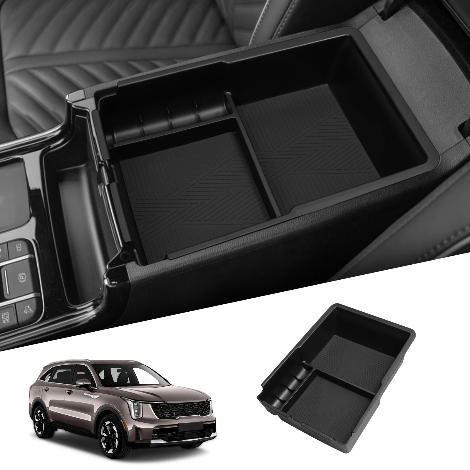 Für Kia Sorento 2021-2025 Auto Lagerung Box Innen Zubehör Center Console Armlehne Lagerung Organizer Aufräumen Tablett