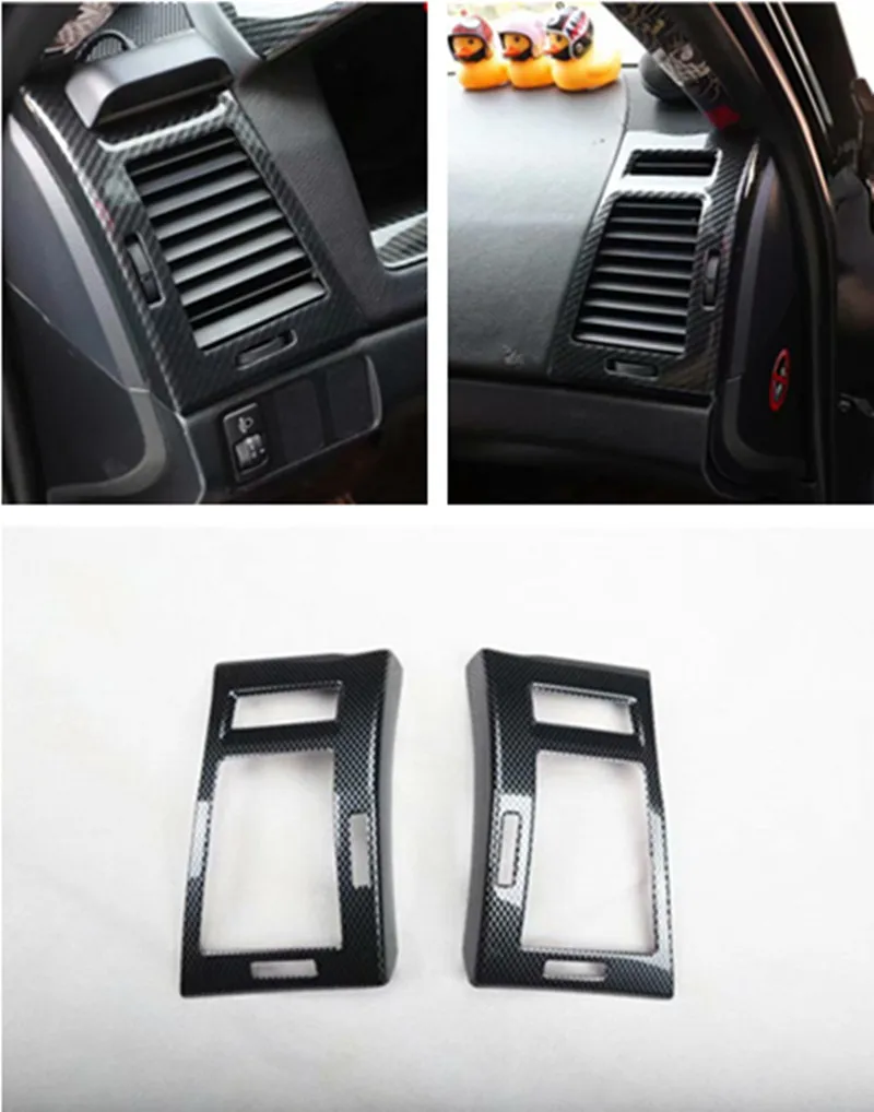 2pcs/lot Car stickers ABS carbon fiber grain front both sides air conditioning outlet cover for 2005-2009 Toyota REIZ