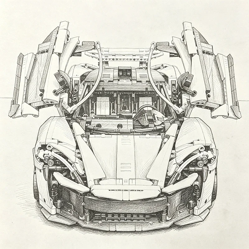 Set di mattoncini da costruzione per auto sportive, 3893 pezzi, giallo, per decorazione della stanza, modello di auto sportiva, regalo di compleanno e Natale per adulti