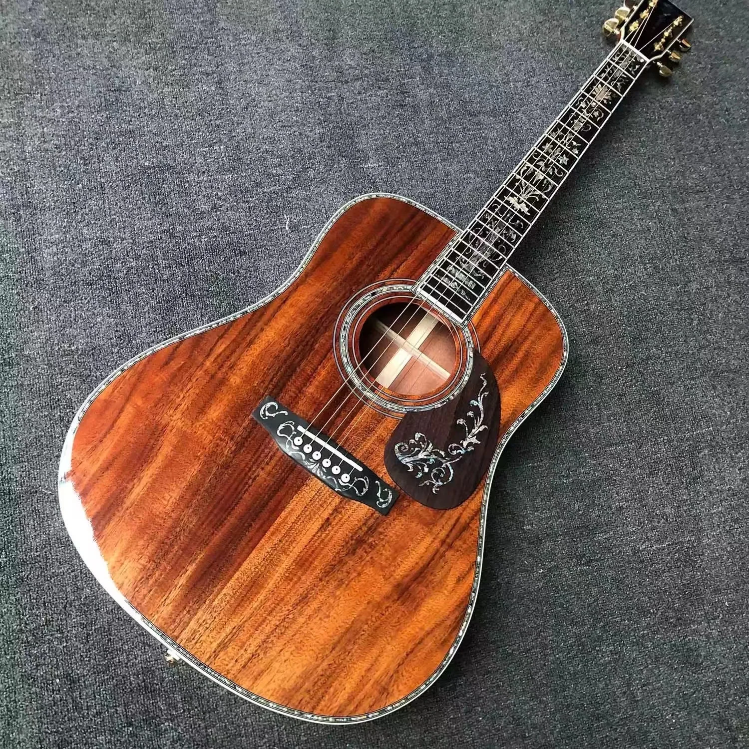 جيتار صوتي فاخر من سلسلة D45 مقاس 41 بوصة مصنوع من خشب السنط الكامل