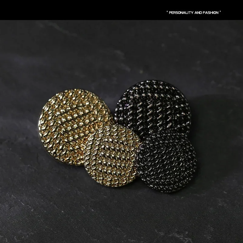 10pcs DIY Sewing Buttons Vintage Woven Metal Buttons 15/18/20/23/25mm for Black Gold Decorative Clothing Fashion Jacket Button