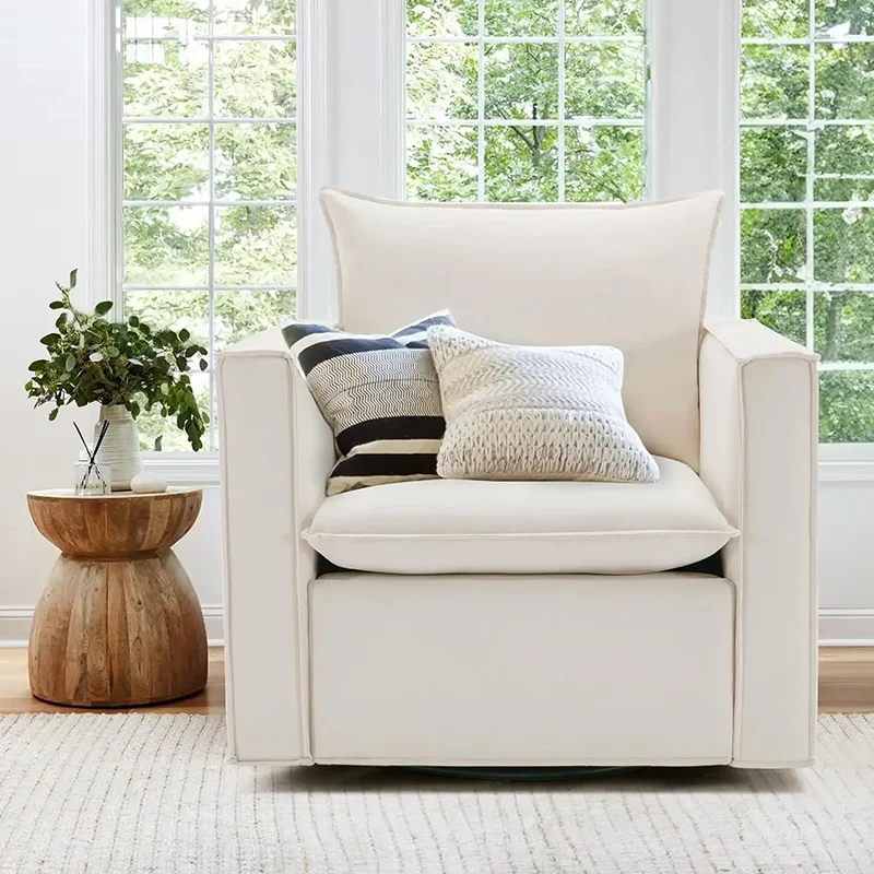 

Living Room Swivel Chair, 34 "wide Padded Armchair With Hanging Back Pillow, Modern Sofa In Bedroom Outdoor Furniture Set Sofa