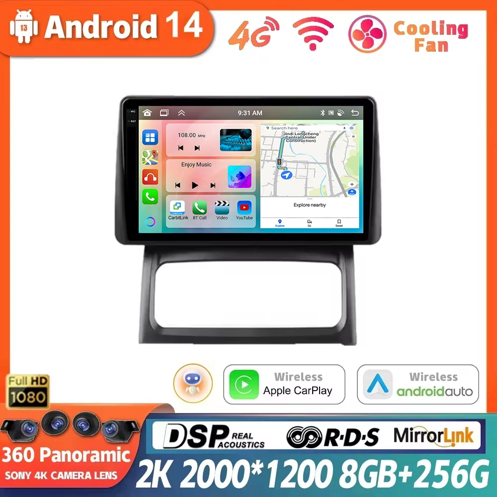 Car Radio Wireless Carplay For Renault Clio 2 BB CB 2001 - 2012 Navigation GPS Android Auto QLED Screen Stereo Android 14