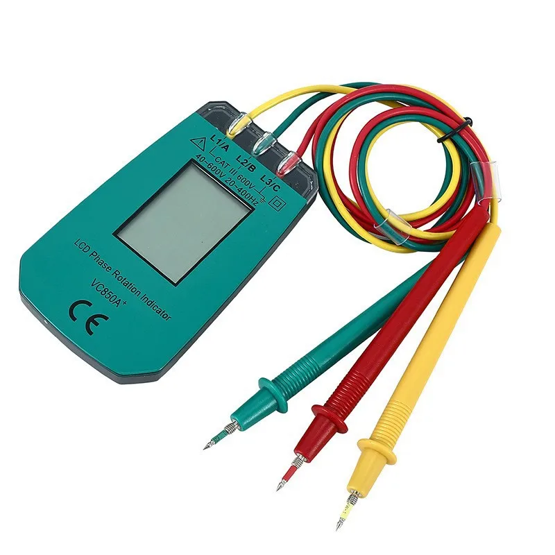 VC850A Handheld Three Phase AC Phase Sequence Indicator Rotation Tester with Potentiometer